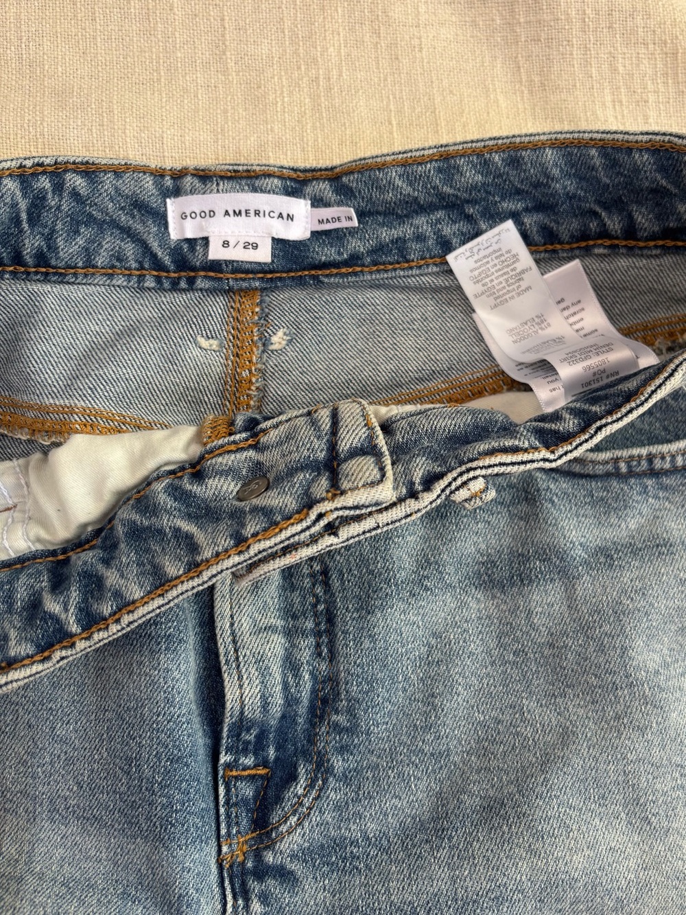 Good American Light Blue Denim Midi Skirt with Side Slits - Picture 5 of 8